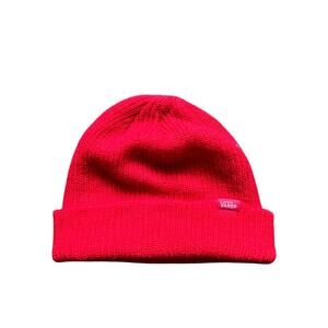 Vans Red Cuffed Knit Beanie Hat Skater Streetwear Skull Cap One Size